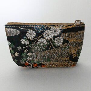 Asian Nishijin Bando Kinran Makeup Girl Cosmetic Bag 5" NEW Zipper